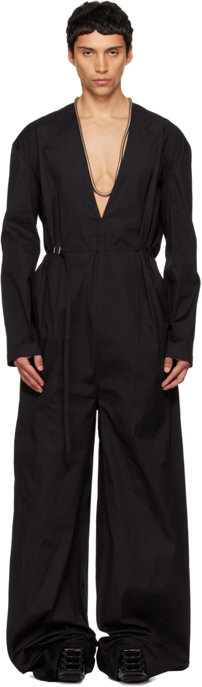 Rick Owens Black Temple LS Long Jumpsuit