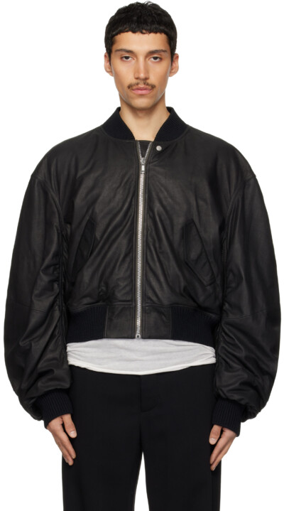 Rick Owens Black Temple Secchia Flight Jacket