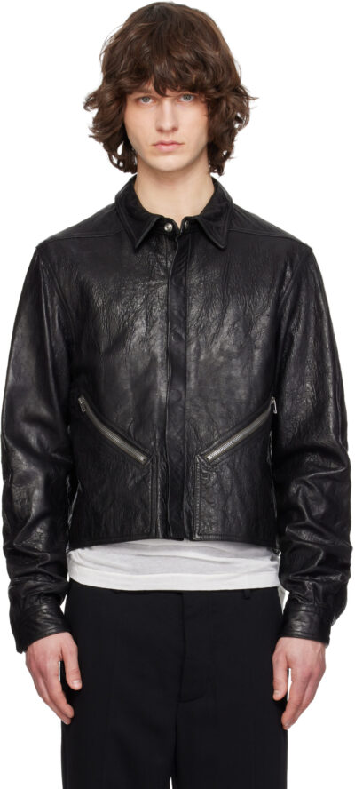 Rick Owens Black Temple Tour Alice Leather Overshirt