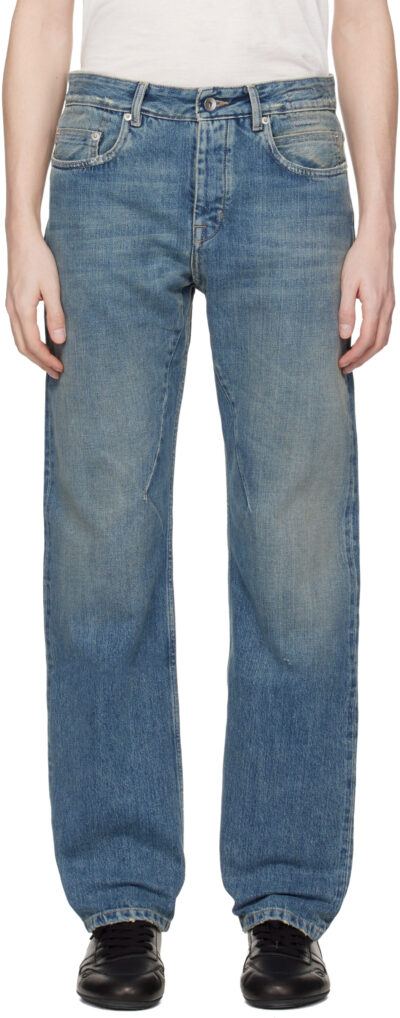 Rick Owens DRKSHDW Blue Temple Fog Cut Jeans
