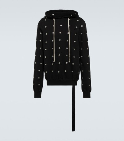 Rick Owens Granbury studded cotton jersey hoodie