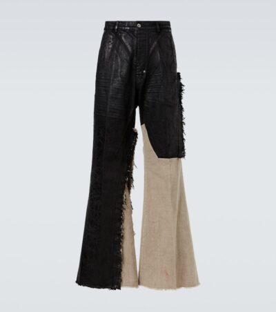 Rick Owens Joris coated distressed wide-leg jeans