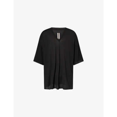 Rick Owens Mens Rick Owens Tommy V-Neck Cotton T-Shirt