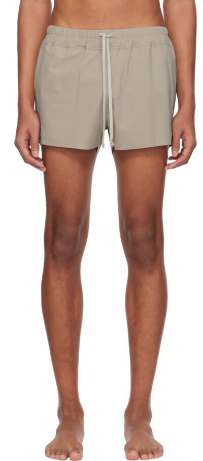 Rick Owens Taupe Temple Boxer Swim Shorts