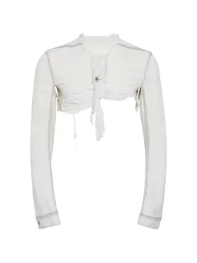 Rick Owens Temple Microworker distressed-effect jacket - White