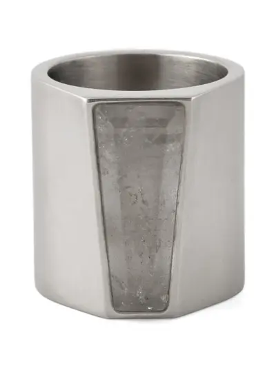 Rick Owens beveled crystal trunk ring - Silver