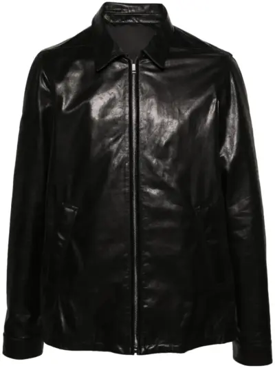 Rick Owens classic-collar leather jacket - Black