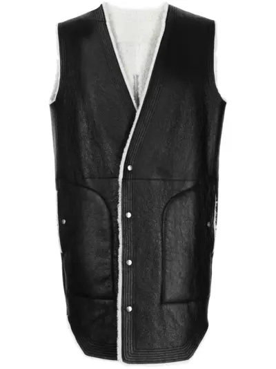 Rick Owens contrasting trim leather gillet - Black