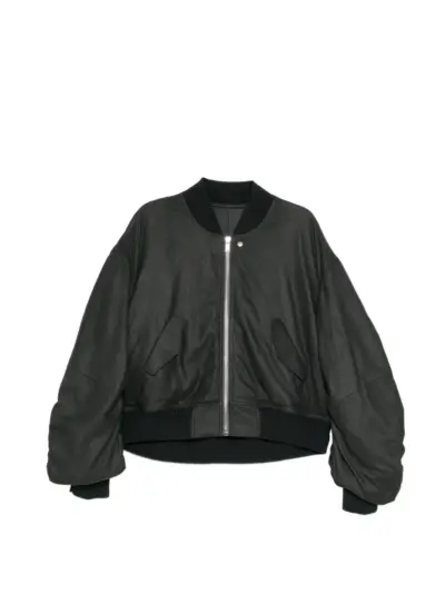 Rick Owens ribbed leather jacket - Black
