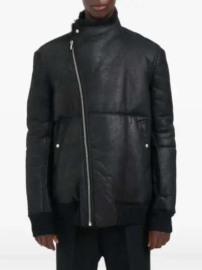 Rick Owens sheepskin bomber jacket - Black