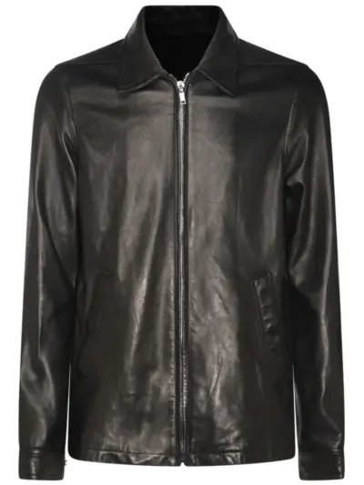 Rick Owens zip-up leather jacket - Black