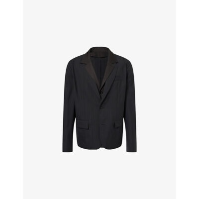 Sacai Mens Sacai Chalk Stripe Double-Collar Woven Blazer