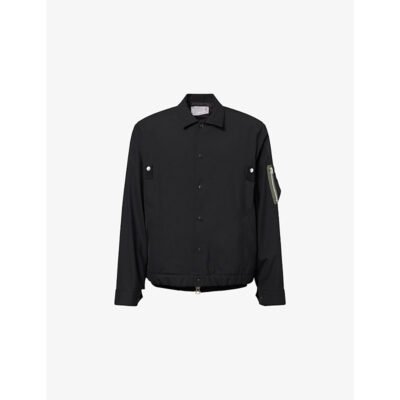 Sacai Mens Sacai Contrast-Layered Wool-Blend and Nylon Jacket