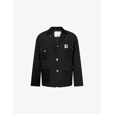 Sacai Mens Sacai x Carhartt WIP Patch-Pocket Wool-Blend Jacket