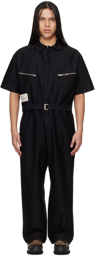 Song for the Mute Black Birkenstock Edition 'The Rebel' Zipped S/S Jumpsuit