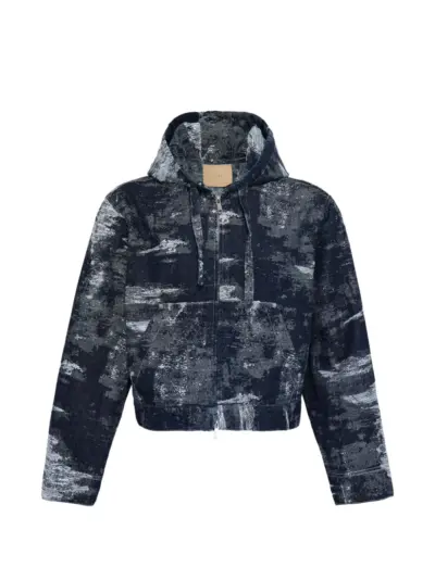 Taakk drawstring-detail denim hoodie - Blue