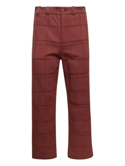 The Elder Statesman checked cotton trousers - Brown