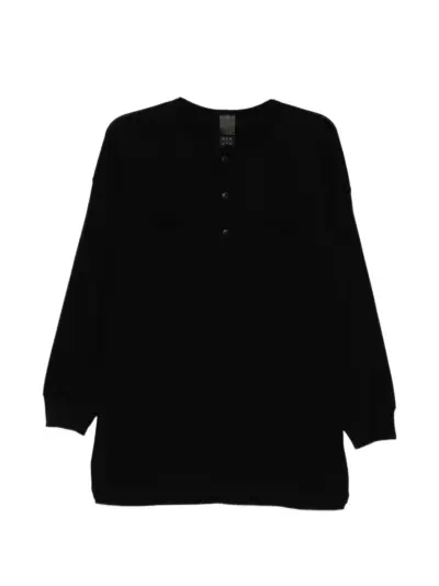 The Viridi-Anne Henley-neck T-shirt - Black