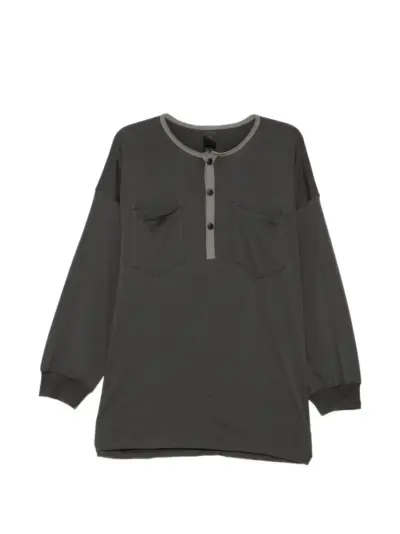 The Viridi-Anne Henley-neck T-shirt - Grey