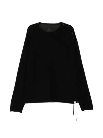 The Viridi-Anne button-shoulder drawstring sweater - Black