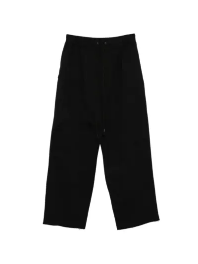 The Viridi-Anne drawstring raw-cut trousers - Black
