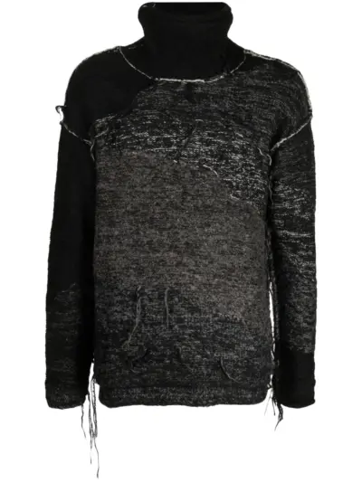 The Viridi-Anne high-neck distressed cardigan - Black