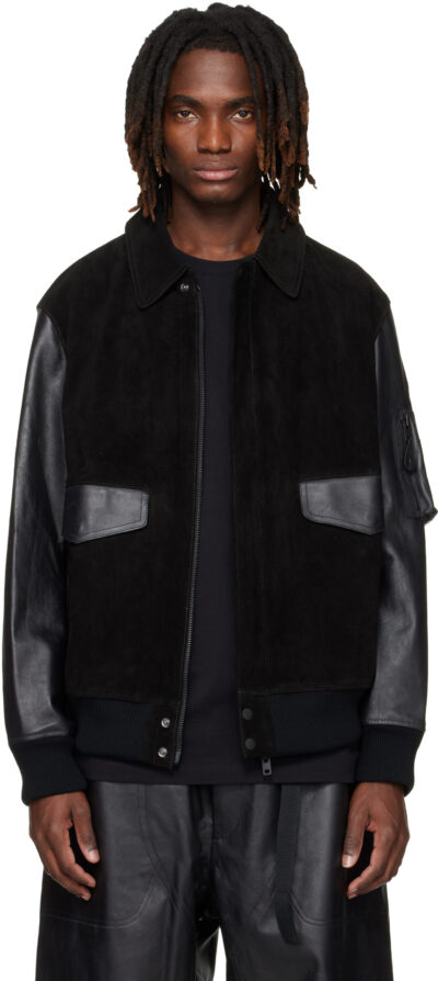 Y-3 Black Mercedes-AMG F1 Edition Racing Leather Jacket