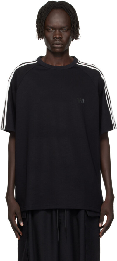 Y-3 Black Short Sleeve 3-Stripes T-shirt