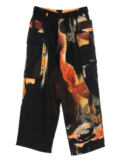 Y-3 abstract-print cargo pants - Black