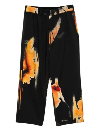 Y-3 abstract-print trousers - Black