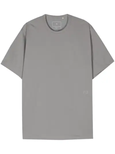 Y-3 logo-print cotton-blend T-shirt - Grey