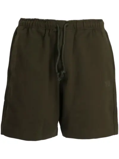 Y-3 logo-print jersey shorts - Green