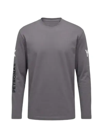 Y-3 x Mercedes Chaos long-sleeve graphic-print T-shirt - Grey