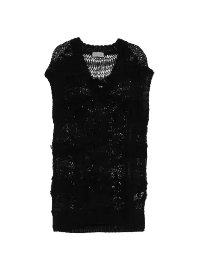Yohji Yamamoto V-neck knitted top - Black