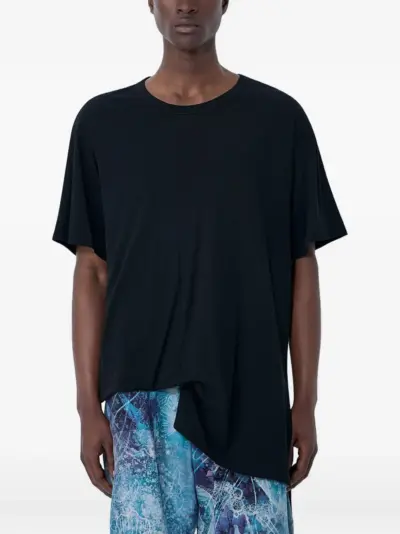 Yohji Yamamoto asymmetrical crew neck T-shirt - Black