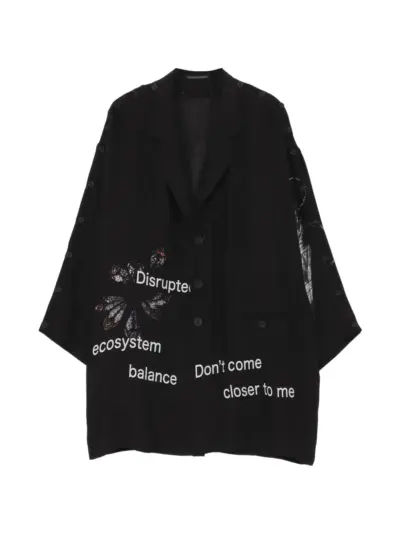 Yohji Yamamoto buttoned patterned silk jacket - Black