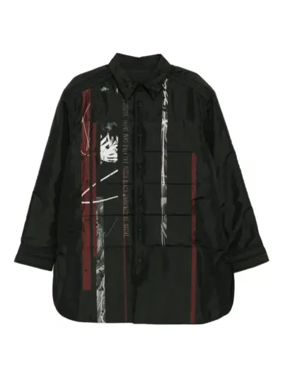 Yohji Yamamoto graphic-print padded jacket - Black