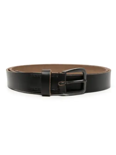 Yohji Yamamoto logo-debossed leather belt - Black