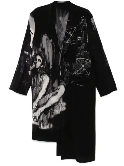 Yohji Yamamoto printed coat - Black