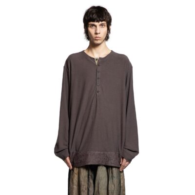 Ziggy Chen Henley-Neck Long Sleeve T-Shirt