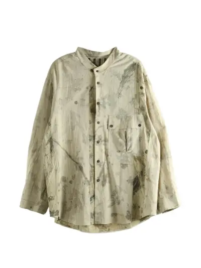 Ziggy Chen abstract-print cotton shirt - Neutrals