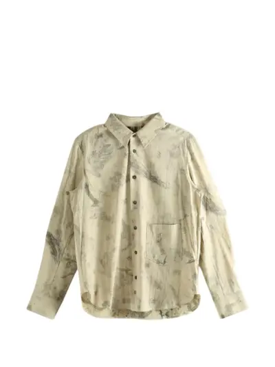 Ziggy Chen abstract-print cotton shirt - Neutrals
