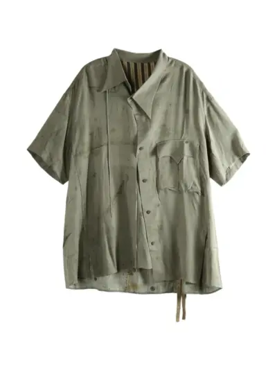 Ziggy Chen assymetric silk shirt - Green