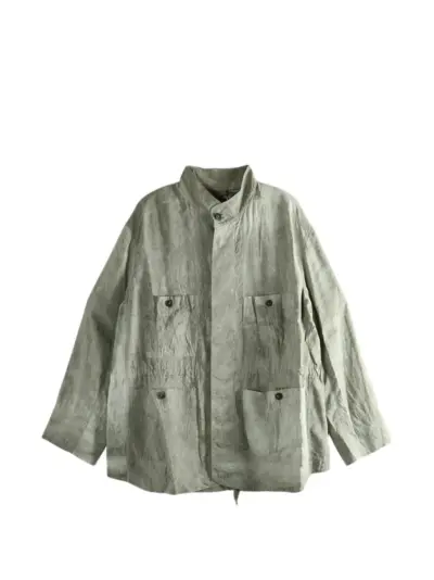 Ziggy Chen crinkled patch-pocket jacket - Green