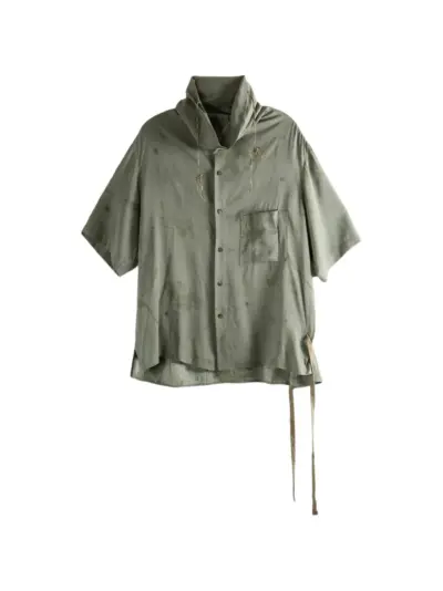 Ziggy Chen distressed cowl-neck shirt - Green