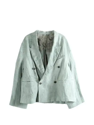 Ziggy Chen double-breasted linen blazer - Green