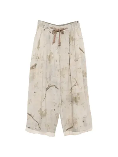 Ziggy Chen graphic-print trousers - Neutrals