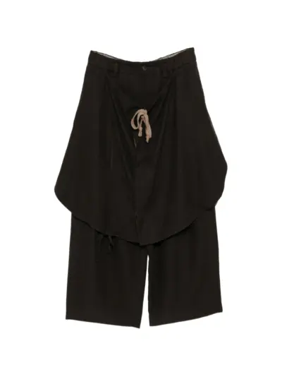 Ziggy Chen layered drawstring-fastening trousers - Brown