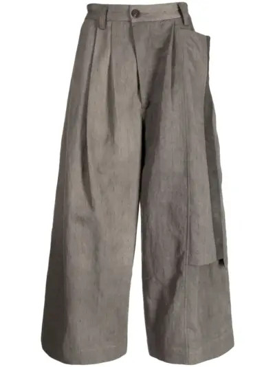 Ziggy Chen pinstripe drawstring trousers - Grey