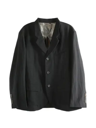 Ziggy Chen single-breasted crinkled jacket - Black